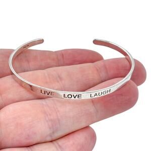 Vintage Sterling Silver 925 Live Love Laugh Cuff Bracelet | 7"